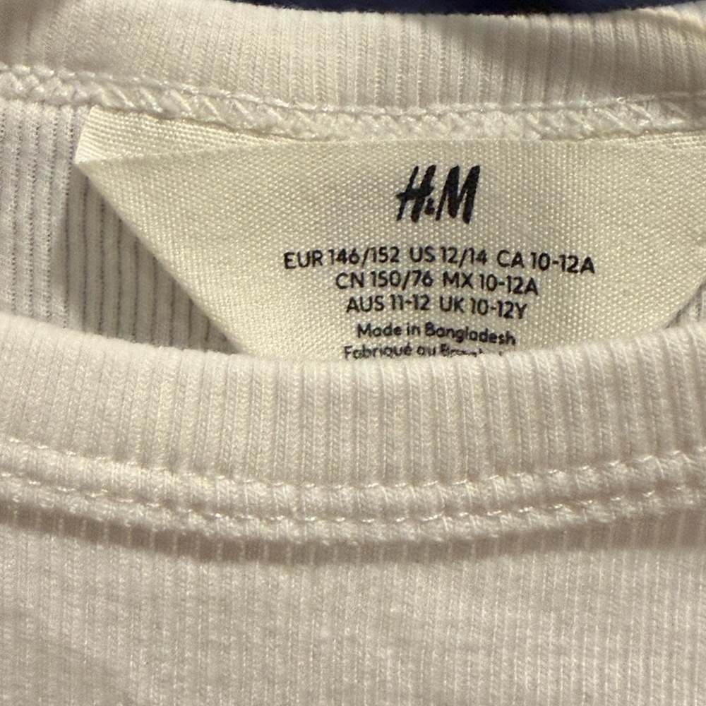 H&M Off-White Ribbed Kids Tee - Picture 8 of 11